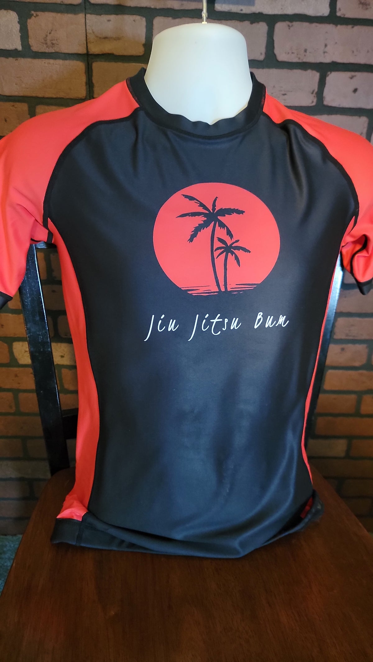 Palm Tree Ranked Rash Guard- black