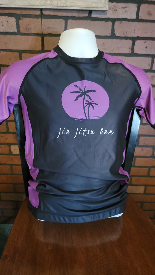 Palm Tree Ranked Rash Guard- Purple