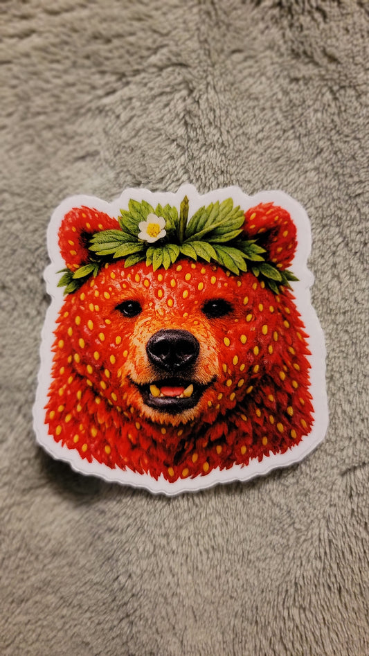 strawBEARy vinyl sticker
